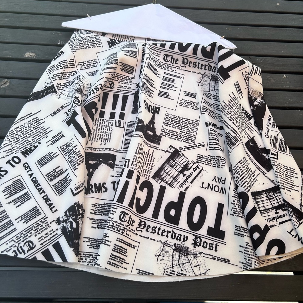 Newspaper Print A-Line Skirt